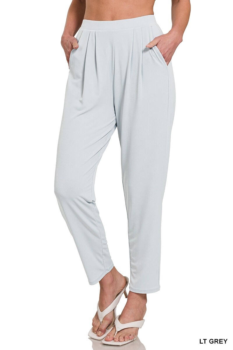 ITY PLEATED WAISTED PANTS W?SIDE POCKETS
