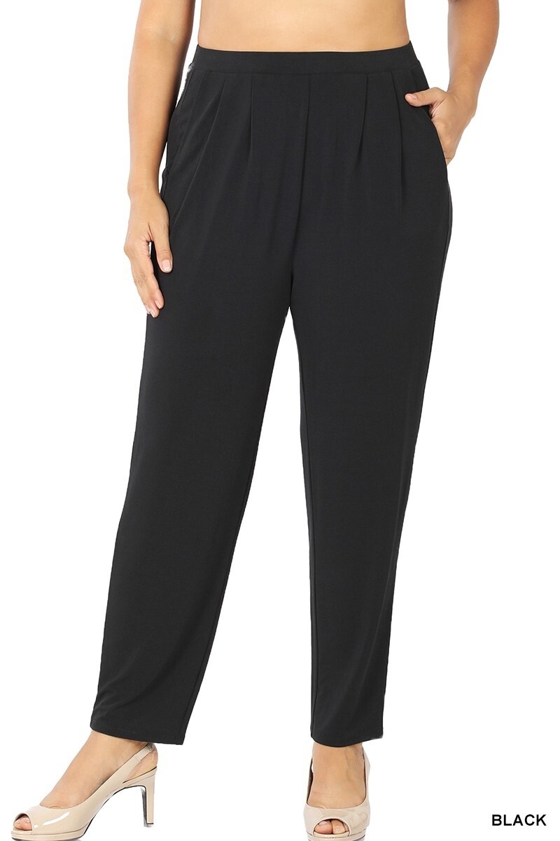 PLUS ITY PLEATED WAIST PANTS WITH SIDE POCKETS