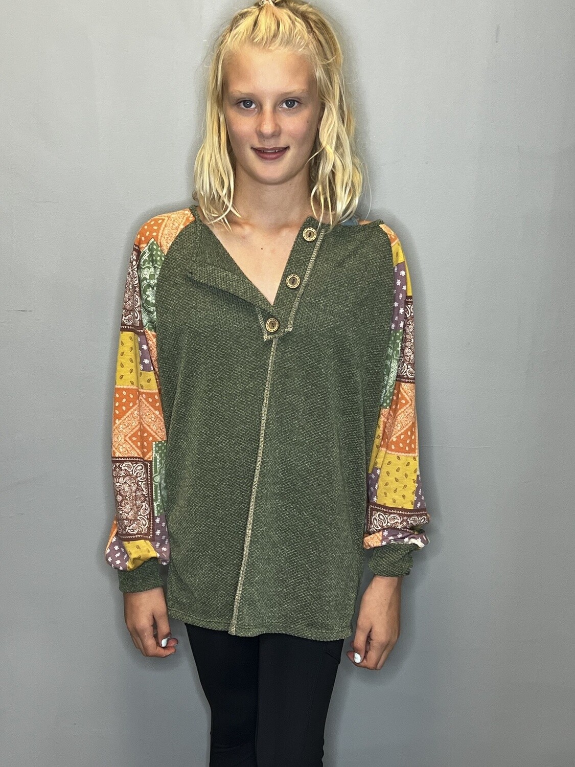 Two Tone Textured Knit Sweater