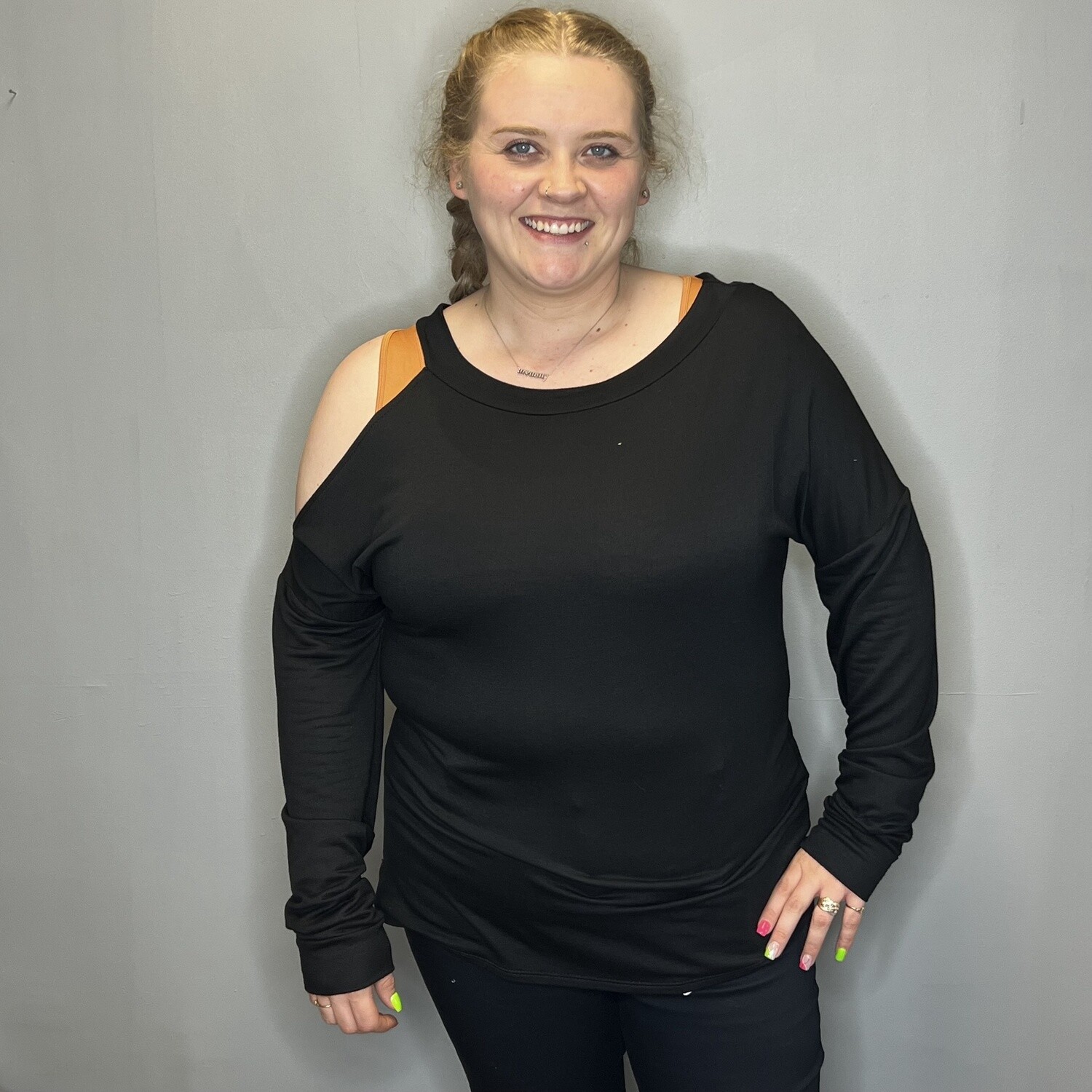 Black One Sided Cold Shoulder