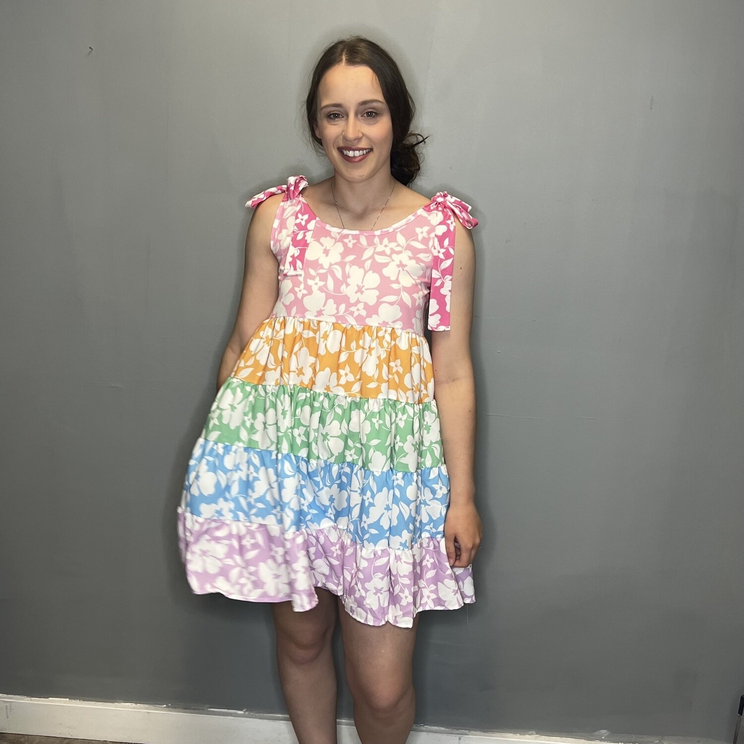 Color Block Shoulder Tie Dress