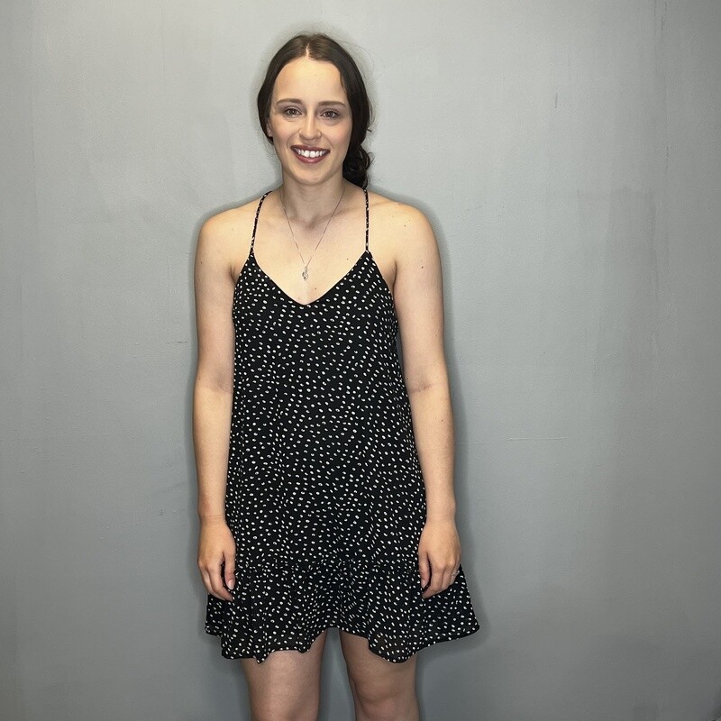 Spotted Braided Strap Ruffle Mini Dress