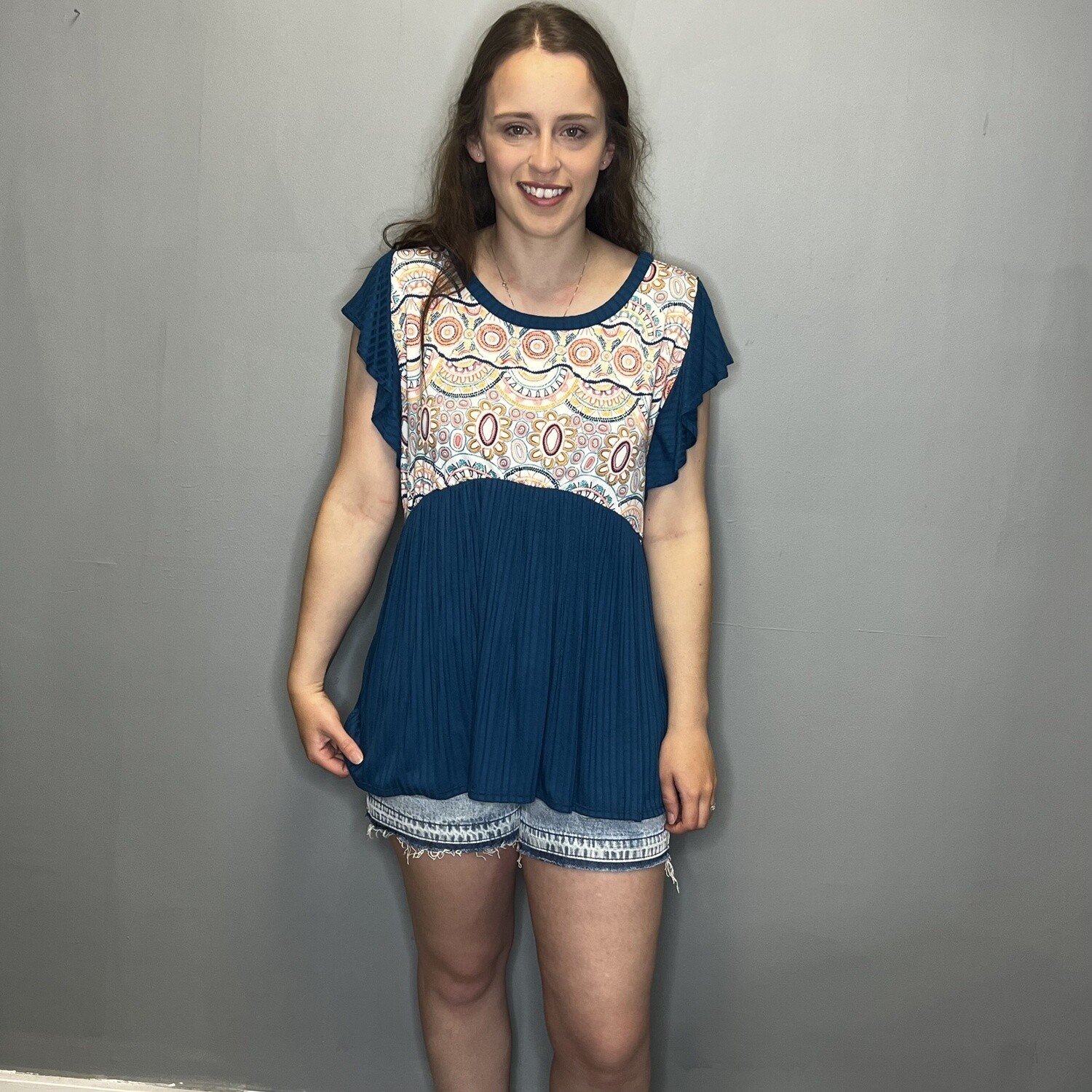 Medium Blue Babydoll Blouse