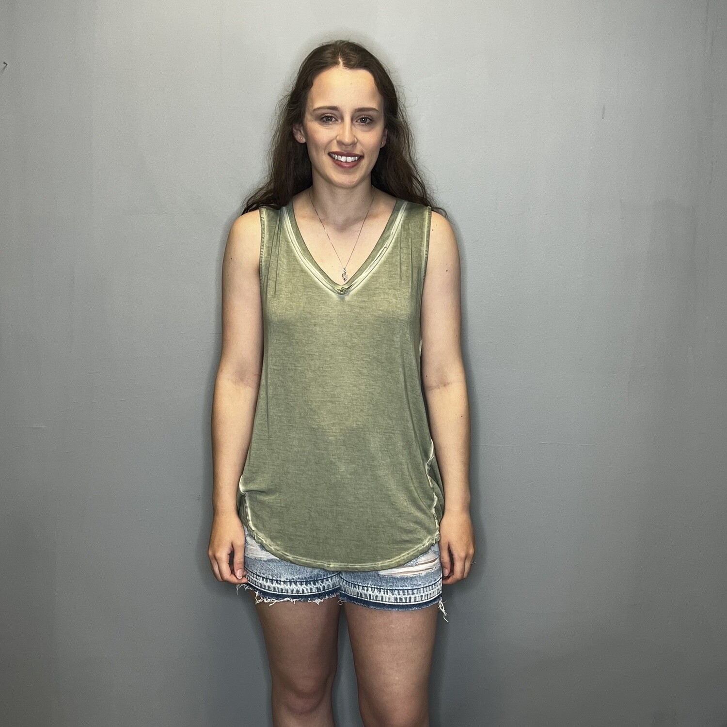 Acid Washed V-Neck Tank