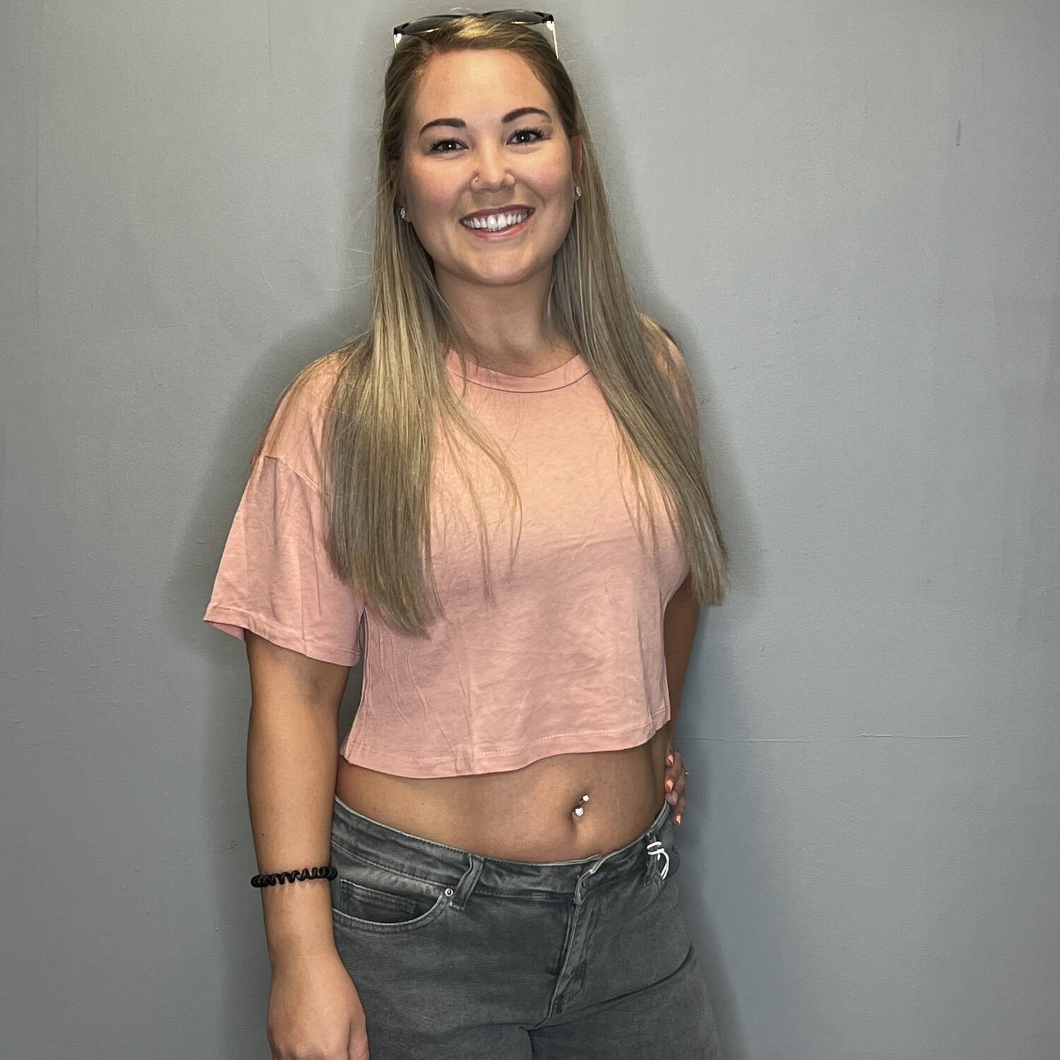 Solid Round Neck Loose Fit Crop Top