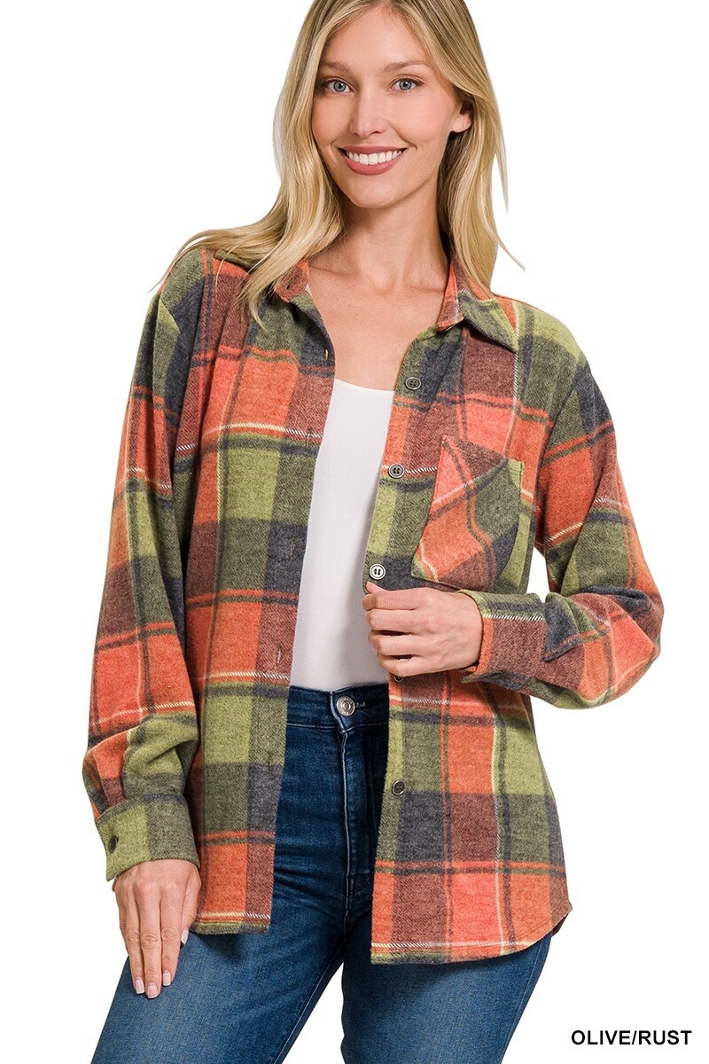 JACQUARD PLAID SHACKET WITH POCKET