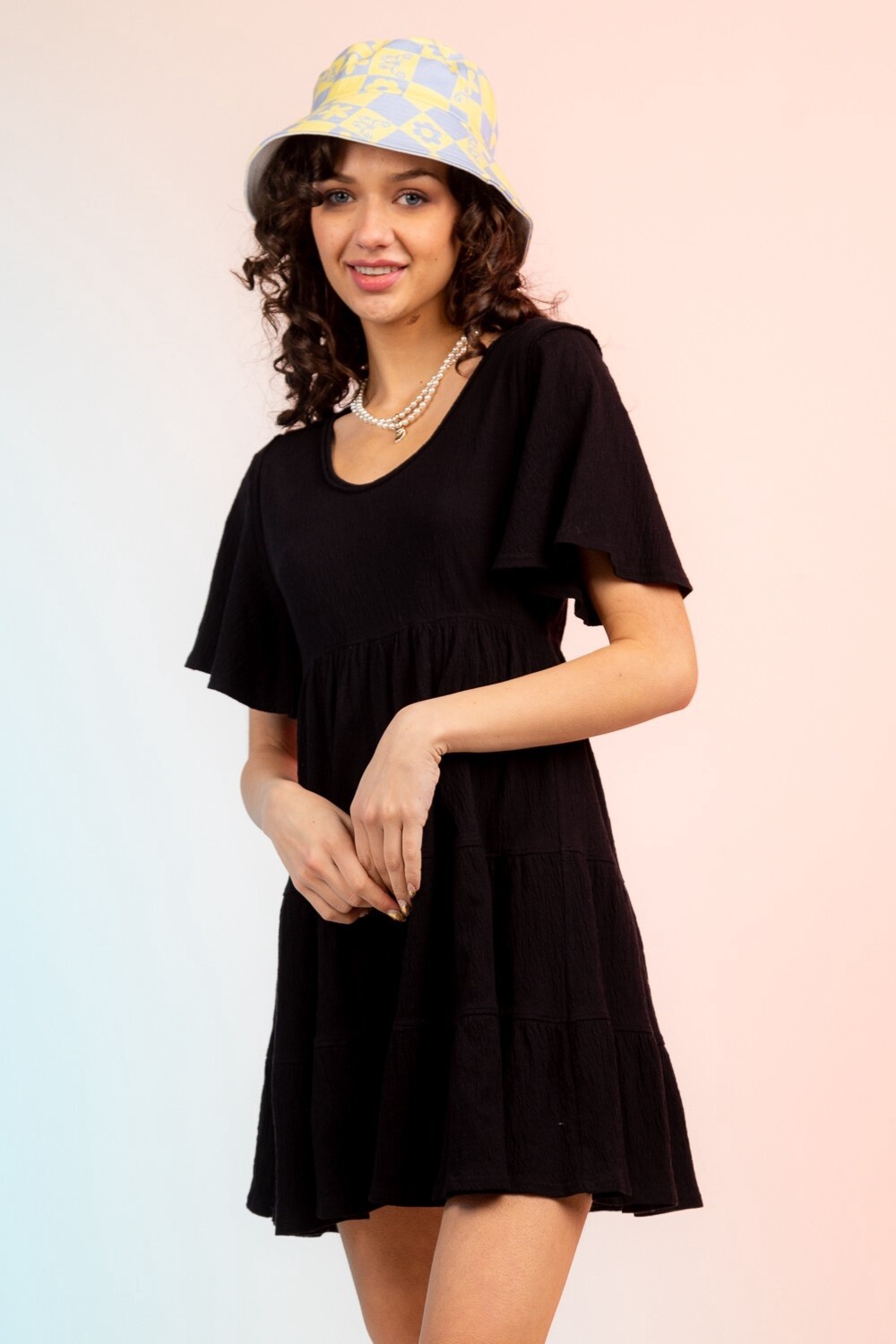 Gathered Multi-Tier Babydoll Mini Dress
