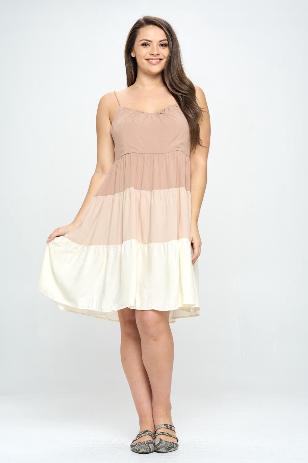 Plus Size Tassel Strap Color Block Dress