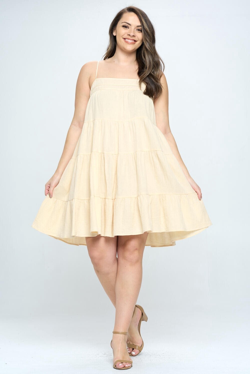 Plus Size Tiered Back U Line Dress