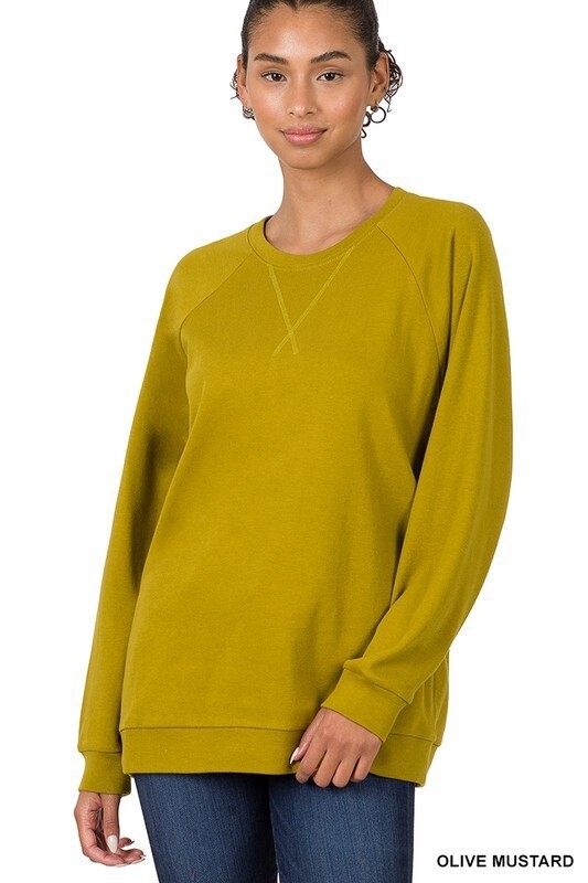COTTON RAGLAN SLEEVE ROUND NECK PULLOVER