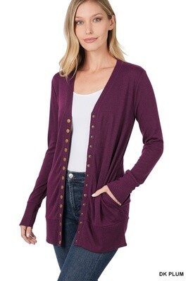 SNAP BUTTON SWEATER CARDIGAN WITH SIDE POCKETS