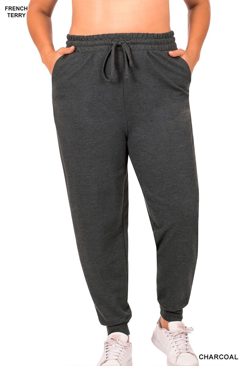PLUS FRENCH TERRY JOGGER PANTS WITH SIDE POCKETS