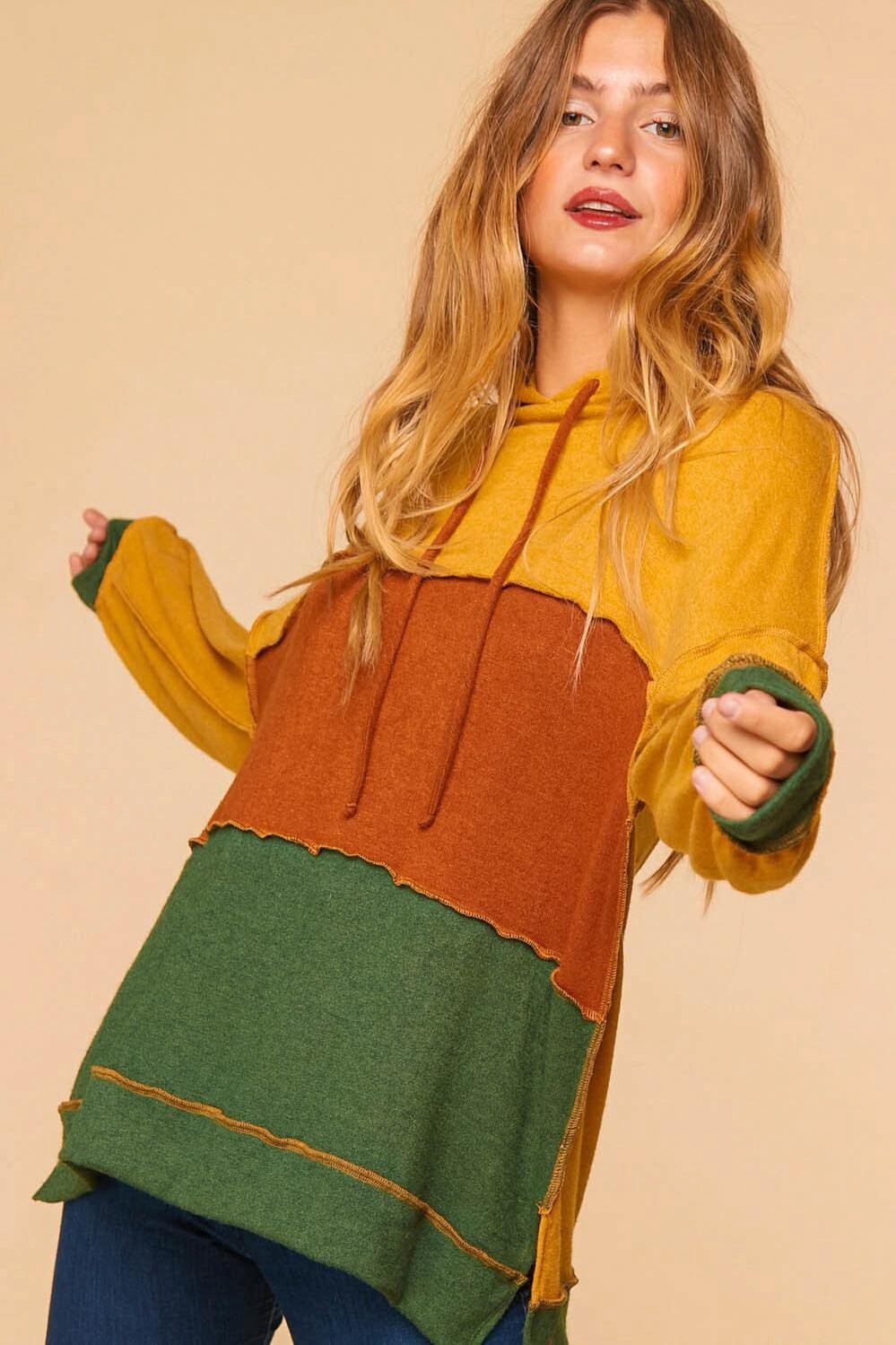 CASHMERE FEEL REVERSE STITCH HOODIE