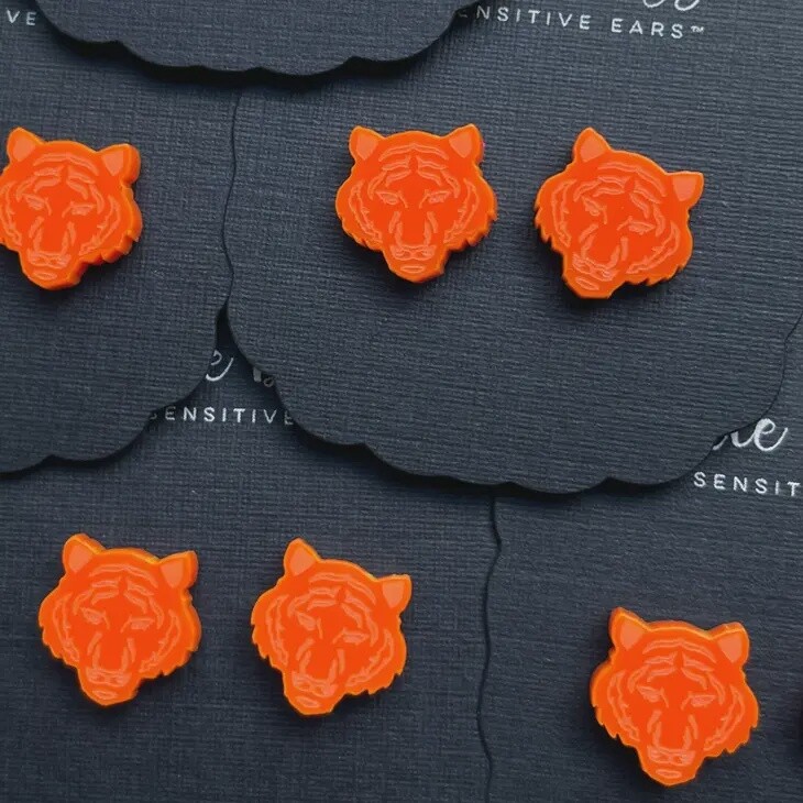 Tiger Earrings, Colour: Orange