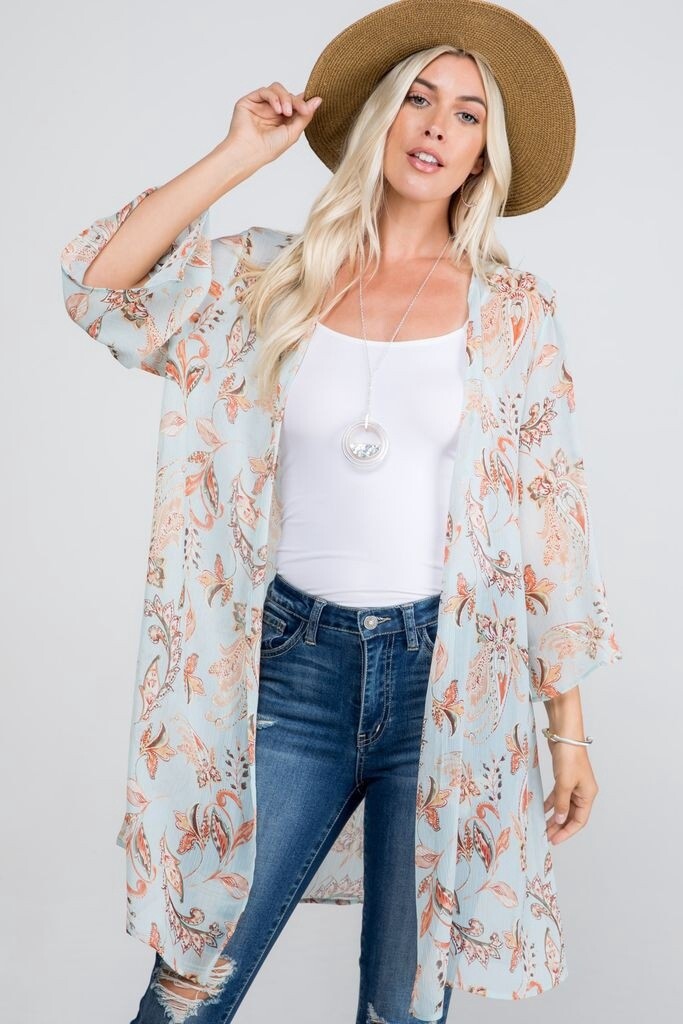 Paisley Printed Doby Cardigan