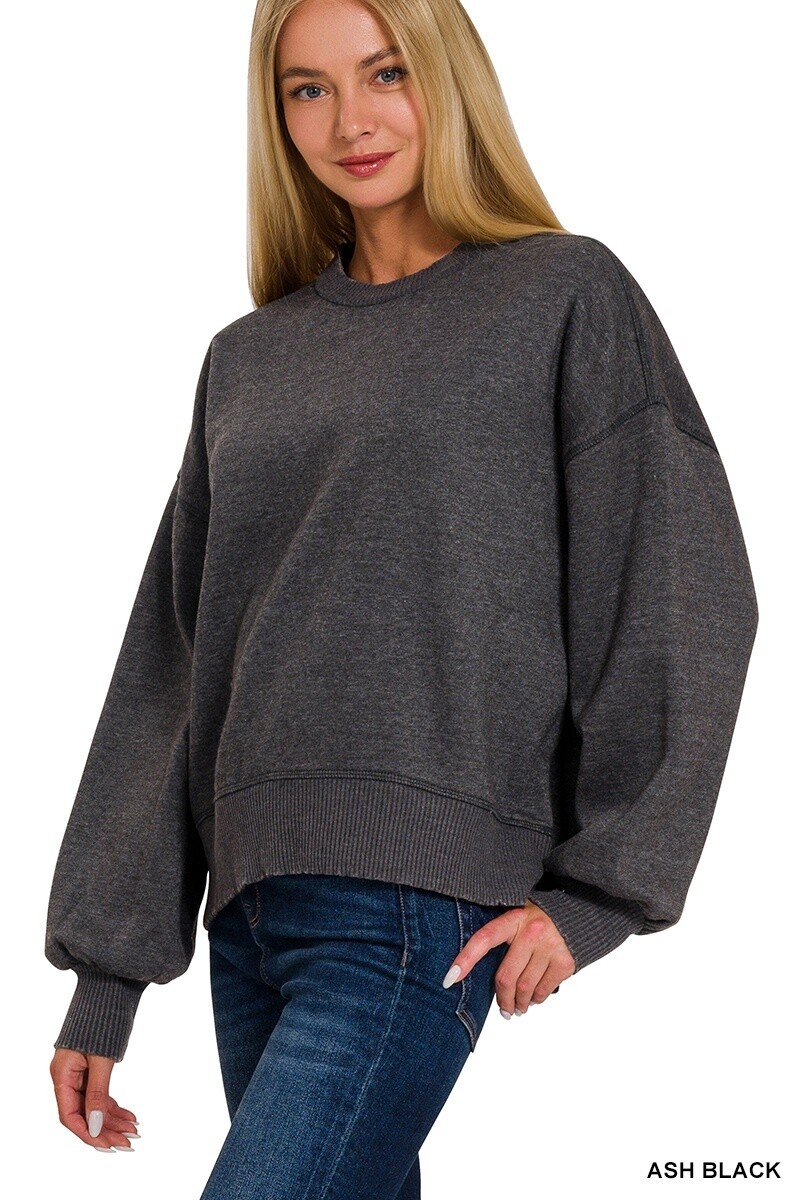ACID WASH FLEECE OVERSIZED PULLOVER