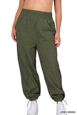 PLUS WINDBREAKER SMOCKED HIGH WAISTBAND JOGGER