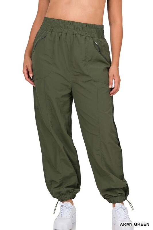 PLUS WINDBREAKER SMOCKED HIGH WAISTBAND JOGGER
