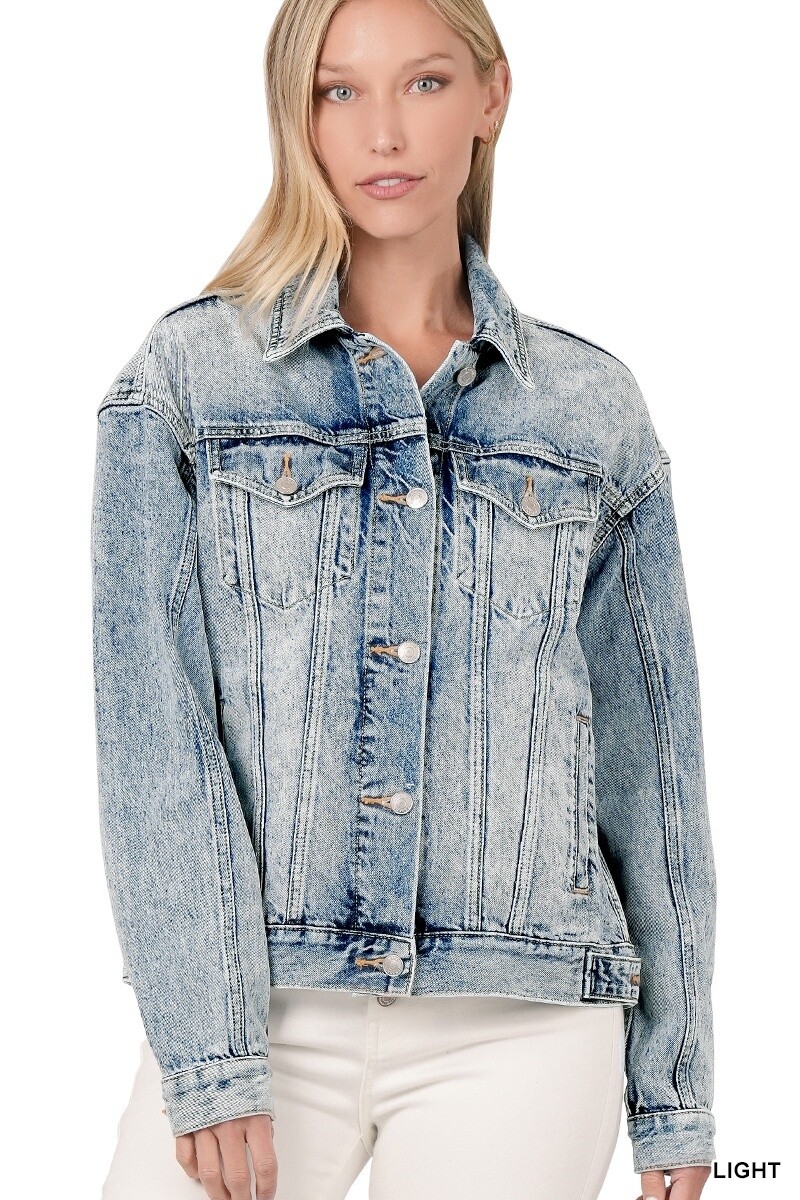 WASHED DENIM JACKET, Size: Small