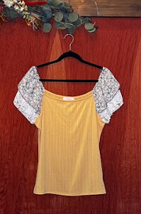 1X Yellow Floral Sleeve Top
