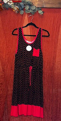 2X Red &amp; Black Dot Dress