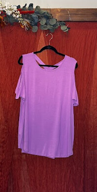 3X Lavender Cold Shoulder Top