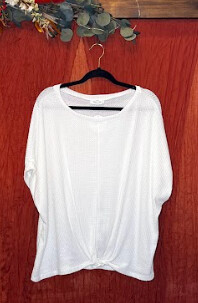 2X White Waffle Knit Top