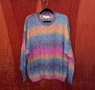 Crewneck Multicolor Stripe Knit Pullover Sweater
