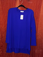 PLUS LUXE RAYON LONG SLEEVE V-NECK DOLPHIN HEM TOP