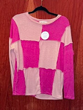 Checkerboard Square Color Block Long Sleeve