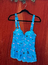 Blue summer beach print swimming suit