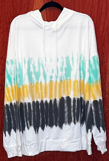 Multicolor Colorblock Tie-dye Drawstring Pullover Hoodie