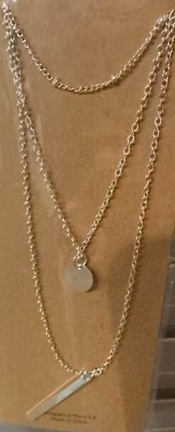 Delicate Bar Pendant Triple Layered Necklace