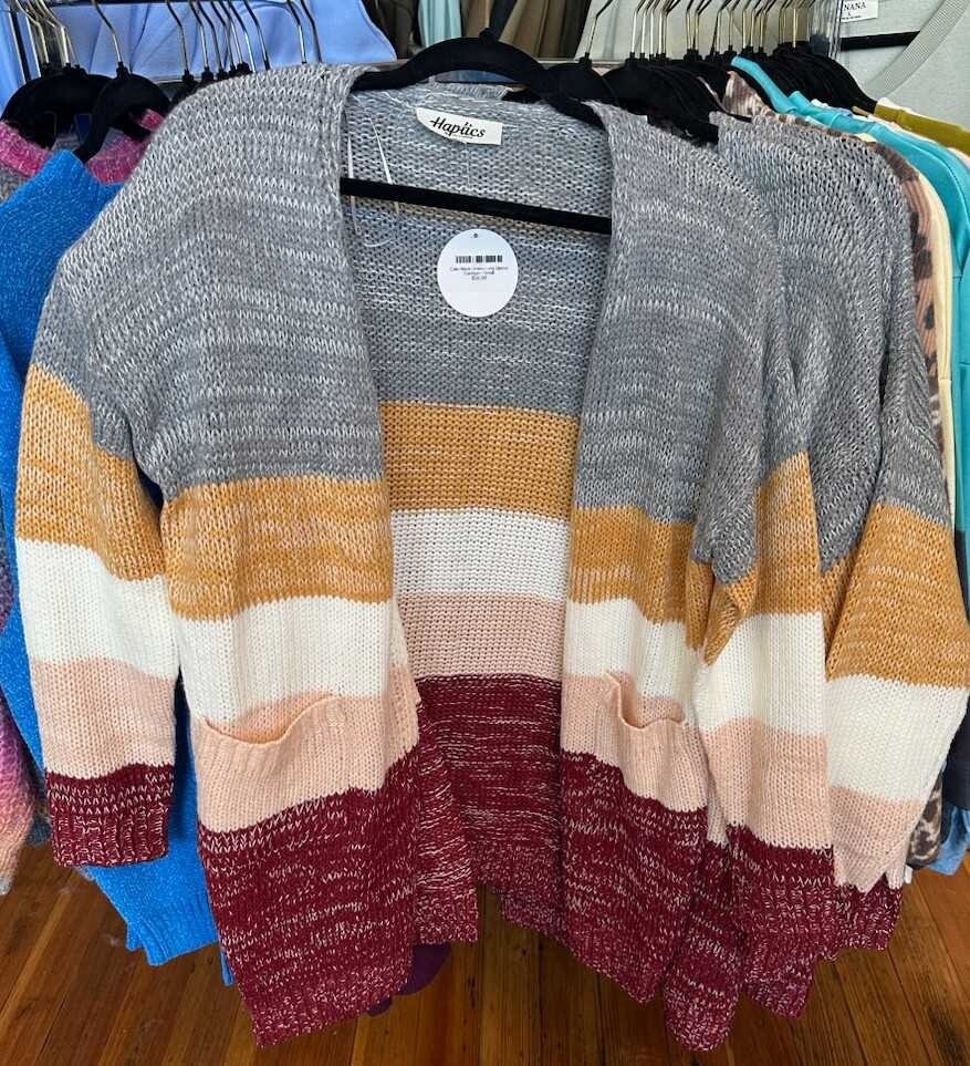 Color Block Ombre Long Sleeve Cardigan