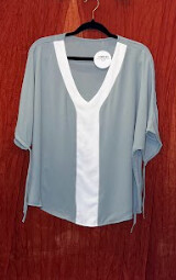Gray V Neck Colorblock Dolman Top