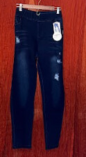 Dark washed pull on skinny denim jegging pants