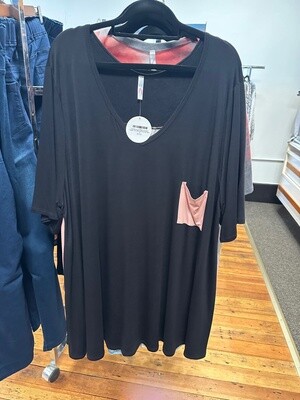 EXTRA PLUS PRINT POCKET TUNIC TOP WITH BACK DETAIL