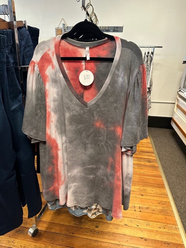 Extra plus size v-neck wide sleeves tunic top