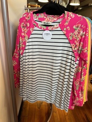 Long Floral Sleeve Stripes