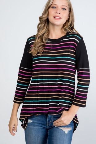Multi Stripe Color Block Top