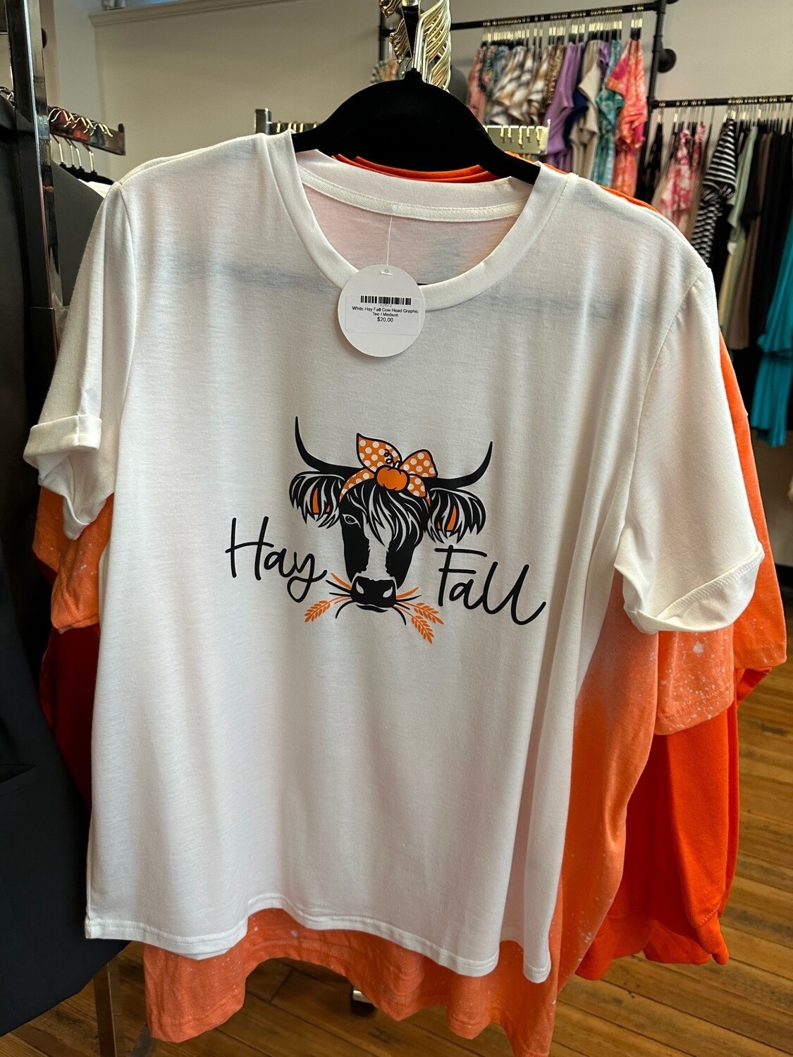 White Hay Fall Cow Head Graphic Tee