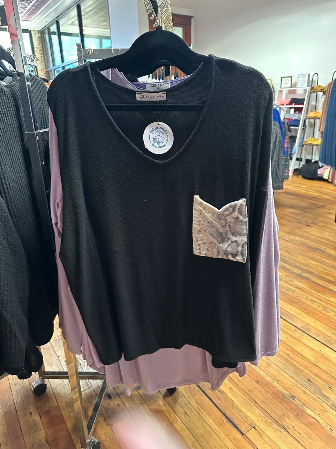 Plus Print Pocket Long Sleeve