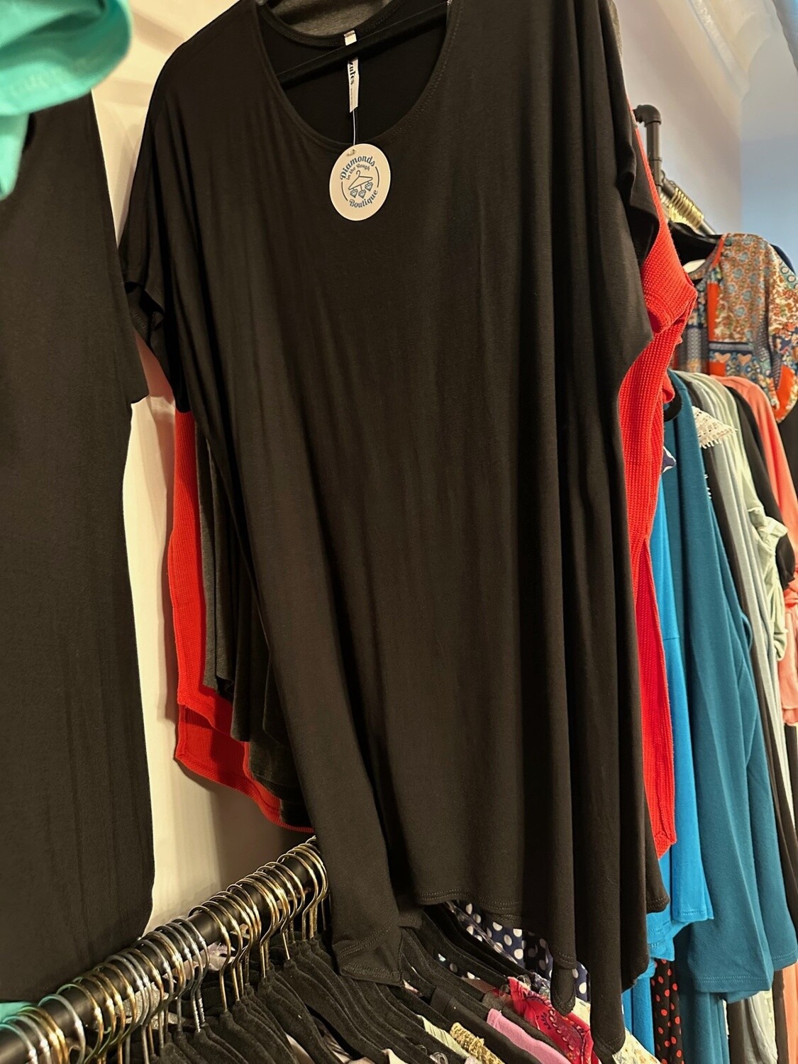 Plus size asymmetric short sleeve tunic