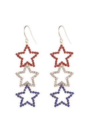USA 3 Crystal Stars Earrings