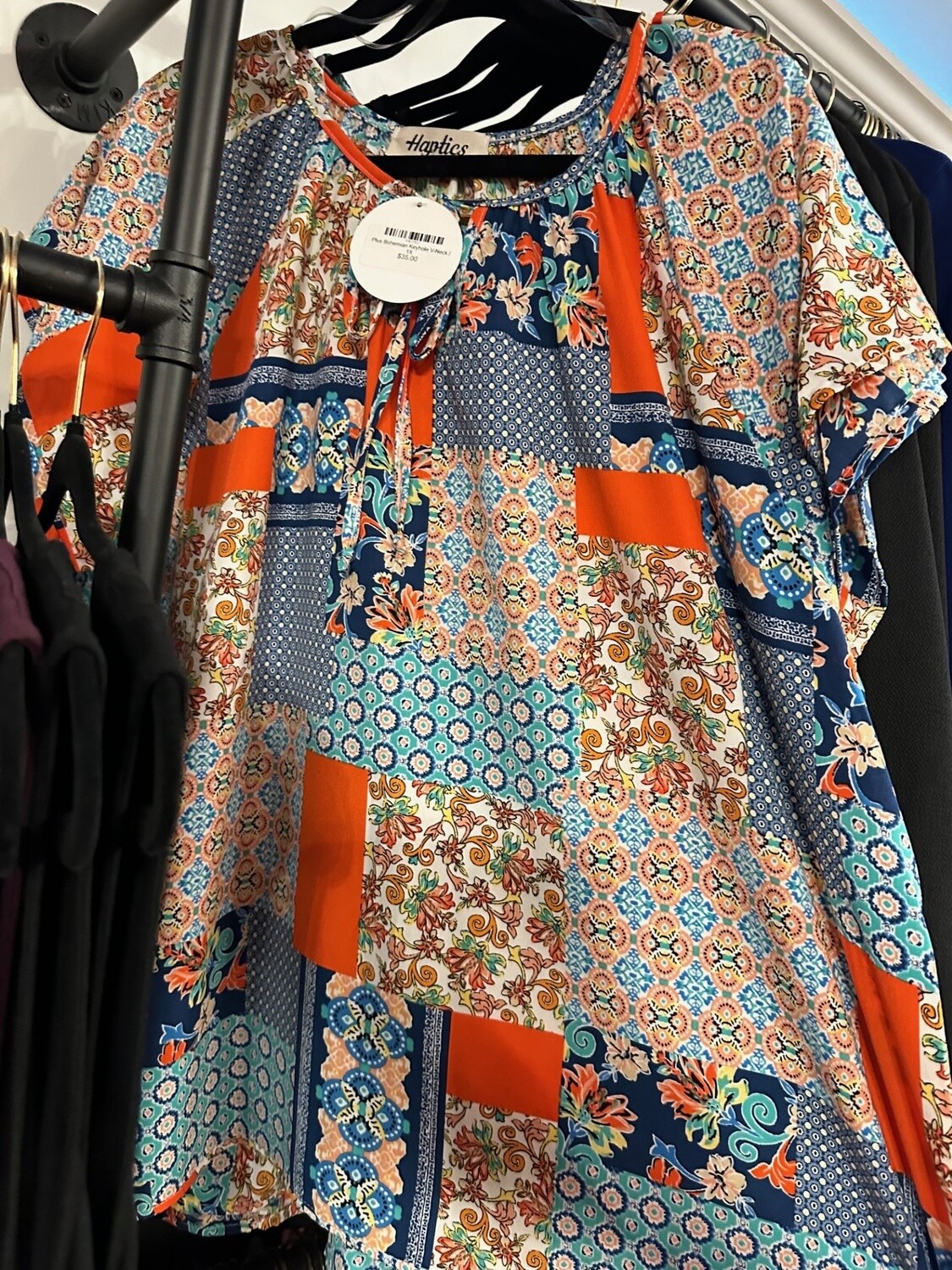 Plus Bohemian Keyhole V-Neck