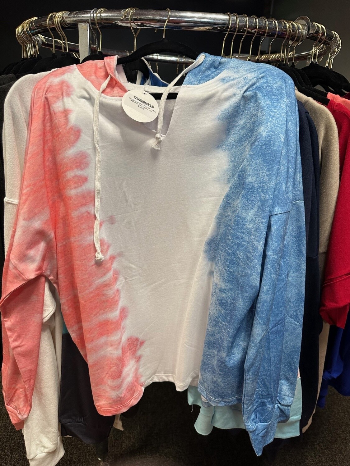 Orange Colorblock The Sun Cotton Blend Tie Dye Hoodie