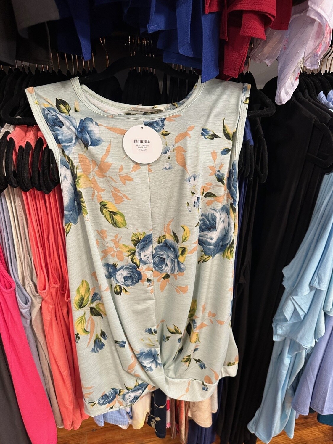 Plus 1X Green Floral Tank