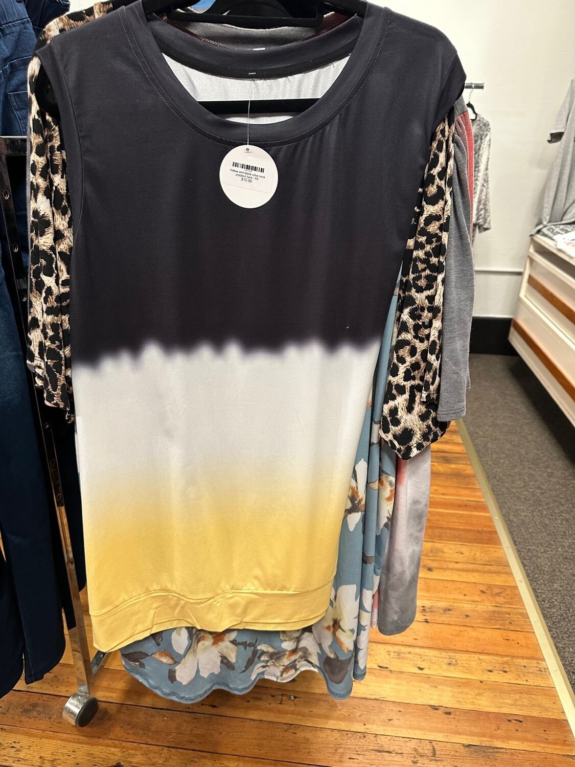 Yellow and black crew neck gradient tank