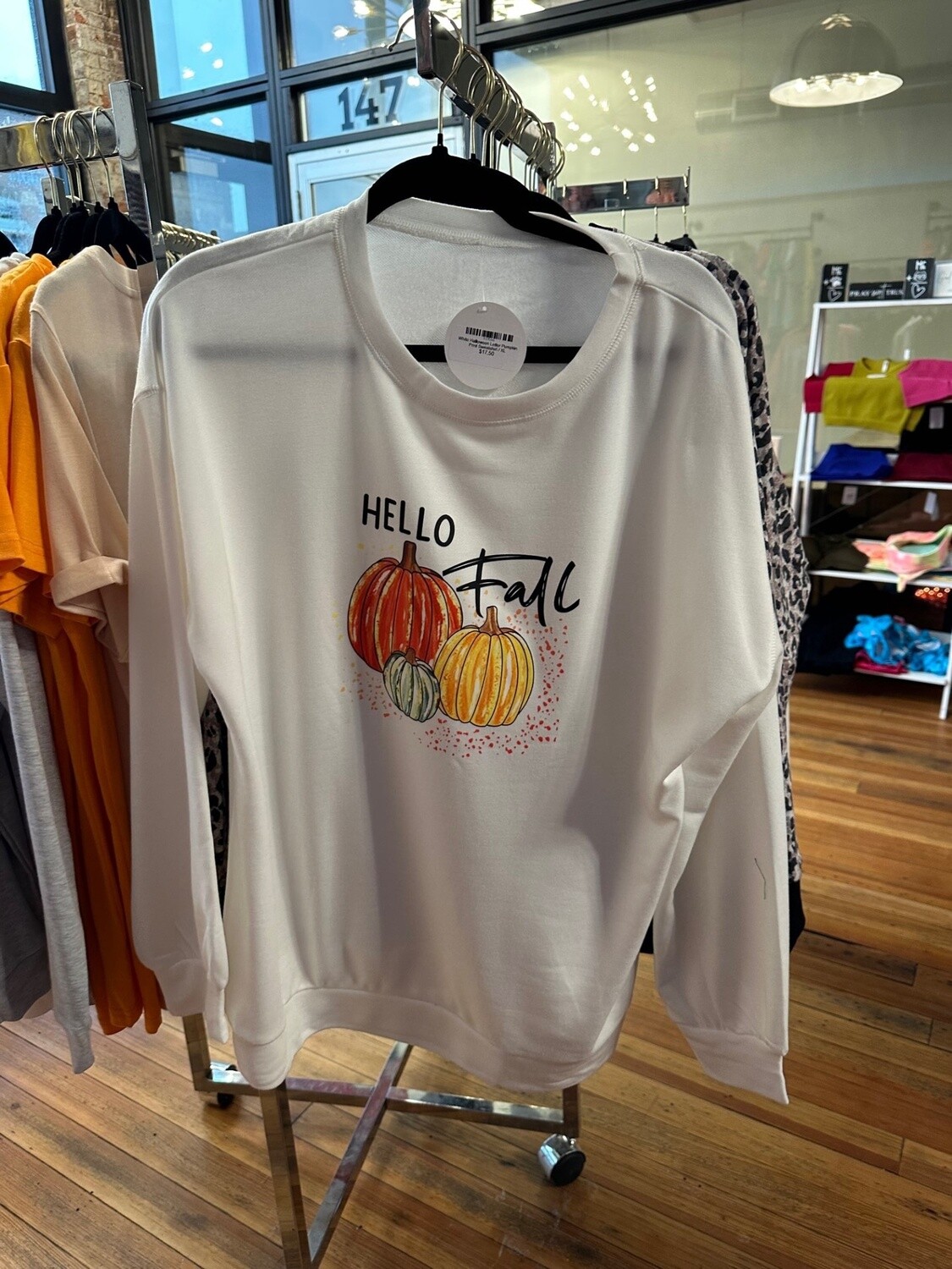 White Halloween Letter Pumpkin Print Sweatshirt