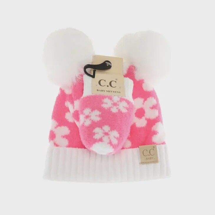 Baby Daisy C.C Pom Pom Beanie and Glove Set